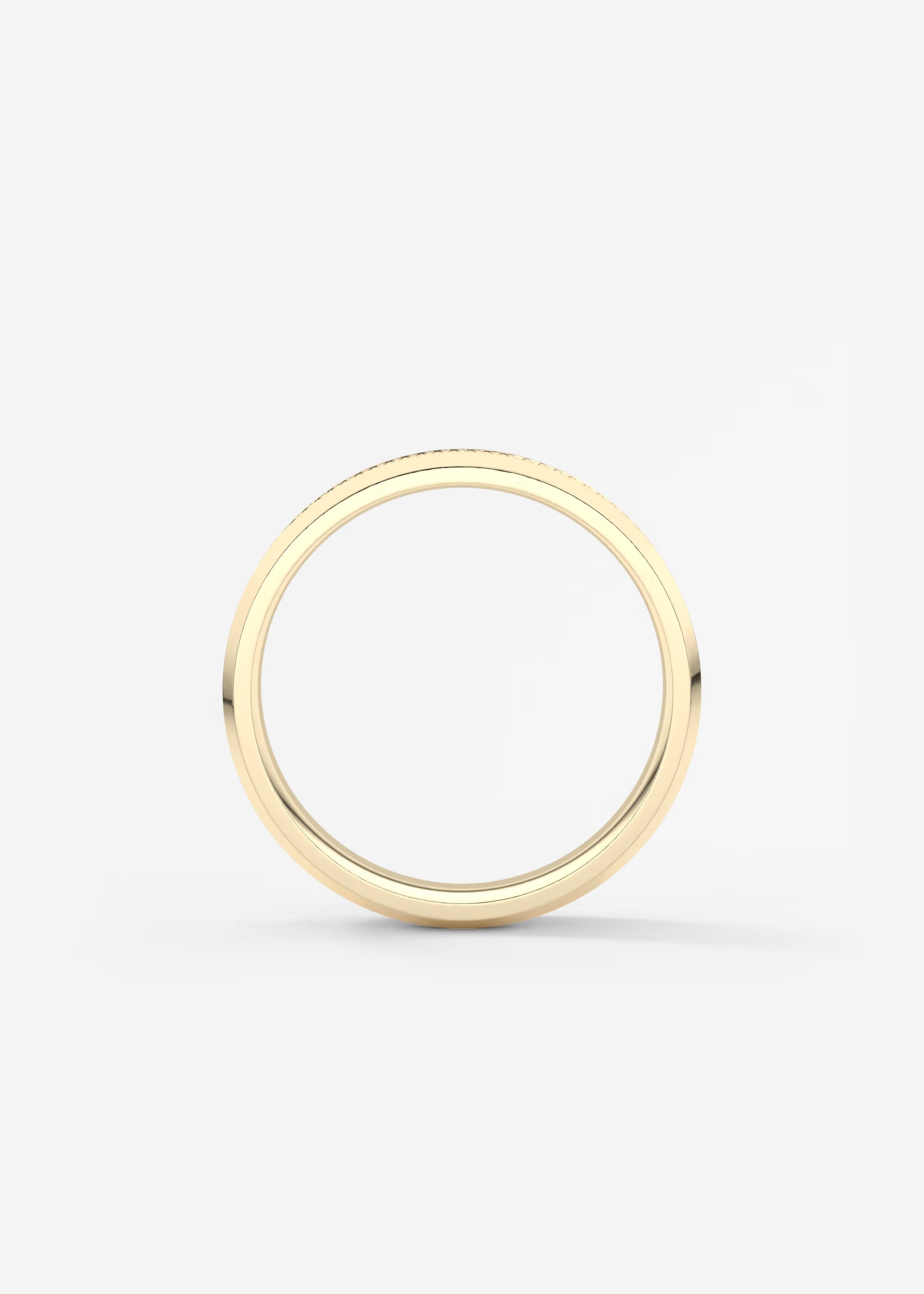 Gold Band with Polished Top and Knurled Texture Sides