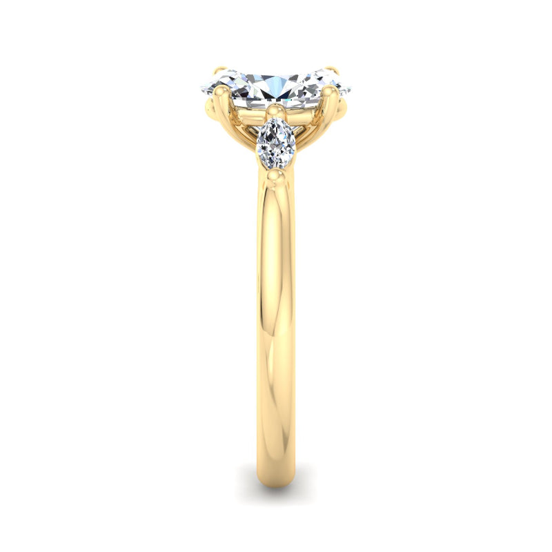 Classic Oval-Cut Center with Side Accents Lab Grown Diamond Center Engagement Ring