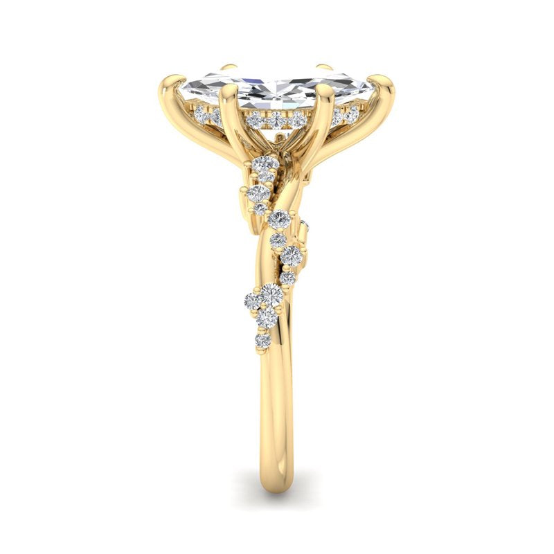 Classic Sparkle Pavé Marquise Lab Grown Diamond Center Engagement Ring