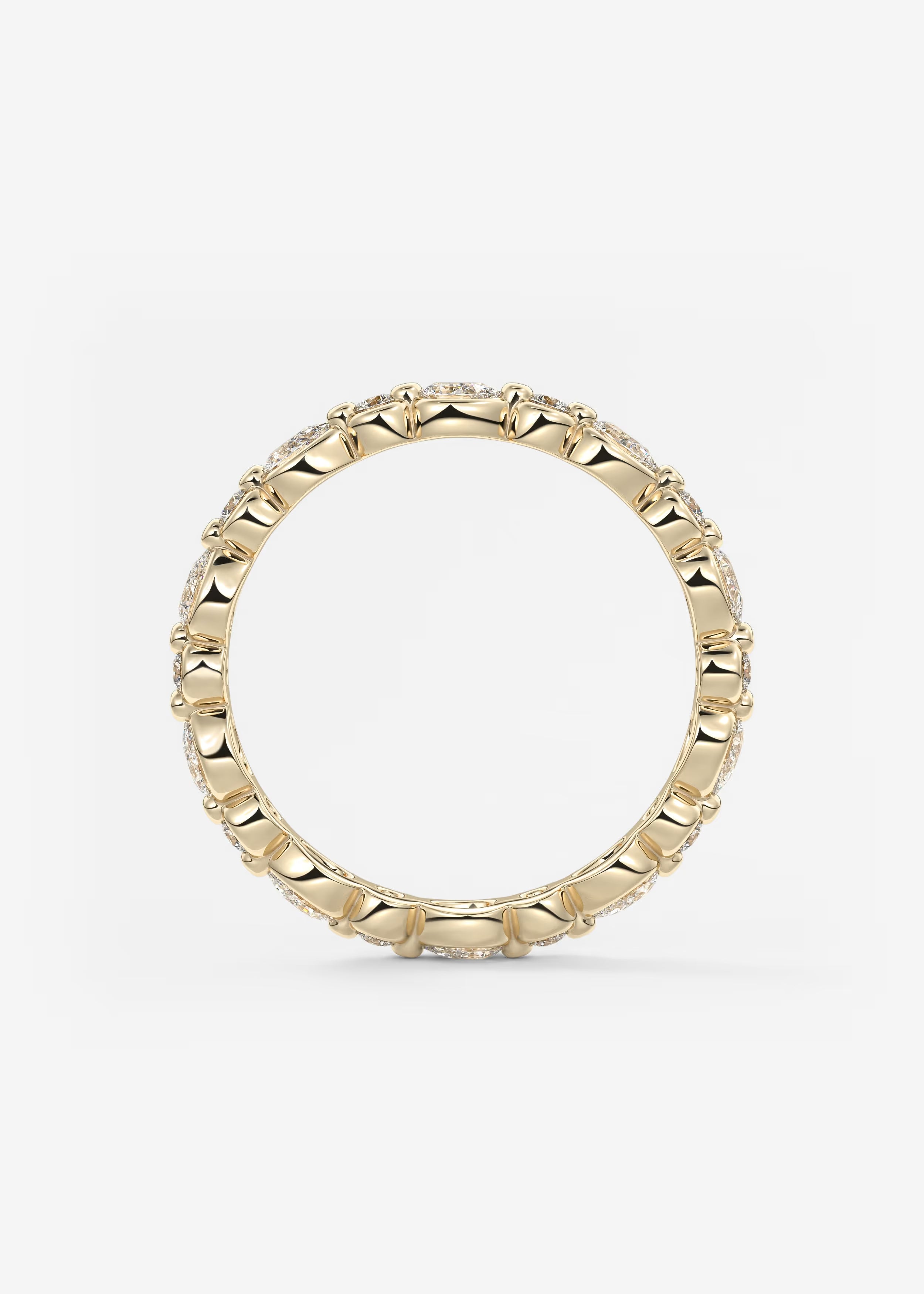 Gold Full Eternity Band with Alternating Round and Marquise Bezel‑Set Lab‑Grown Diamonds