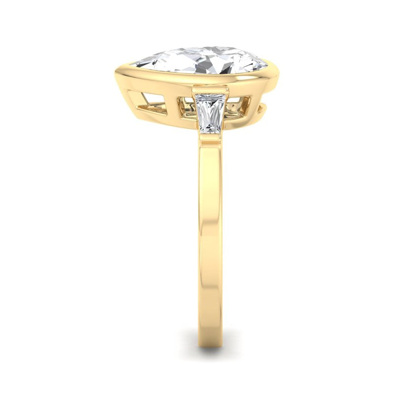Timeless Bezel-Set Pear Lab Grown Diamond Center Engagement Ring