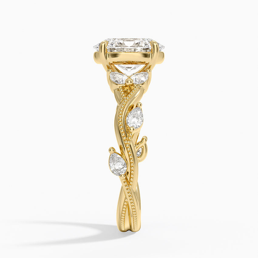 Vine Twist Milgrain Oval Lab Grown Diamond Center Engagement Ring
