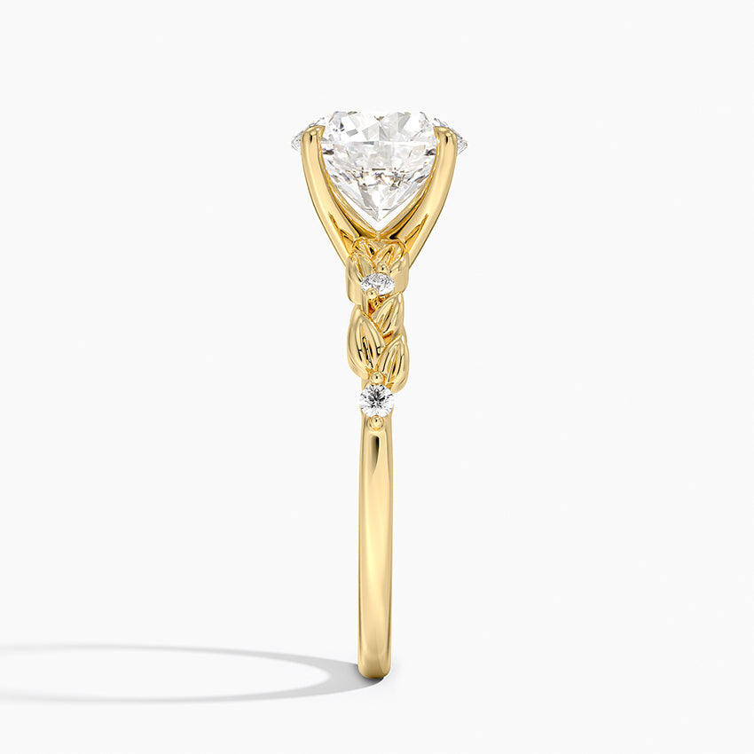 Vine Bloom Milgrain Round Lab Grown Diamond Center Engagement Ring