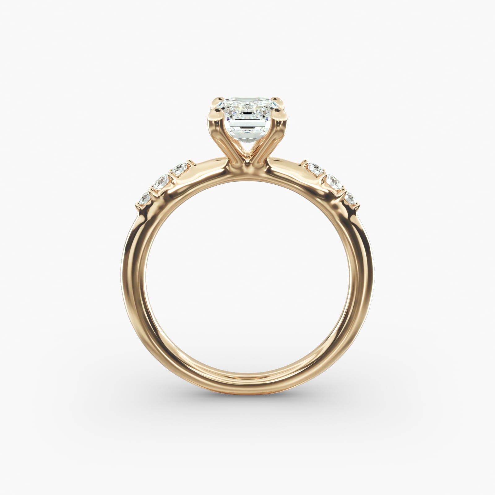 Graduated Sparkle Emerald Lab Grown Diamond Center Engagement Ring