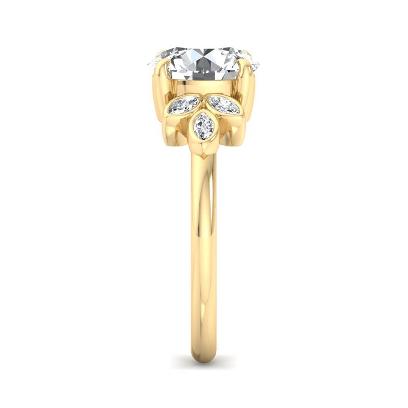 Floral Radiance Round Lab Grown Diamond Center Engagement Ring