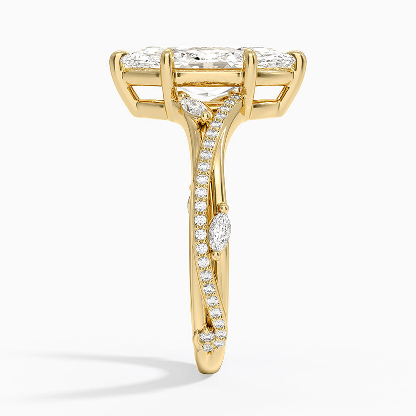 Split Vine Marquise Cluster Marquise Lab Grown Diamond Center Engagement Ring