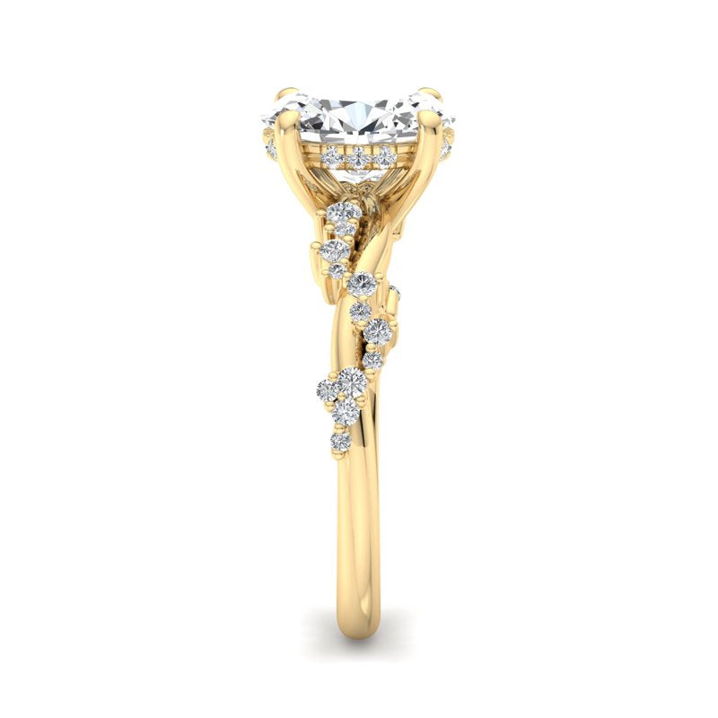 Classic Sparkle Pavé Oval Lab Grown Diamond Center Engagement Ring