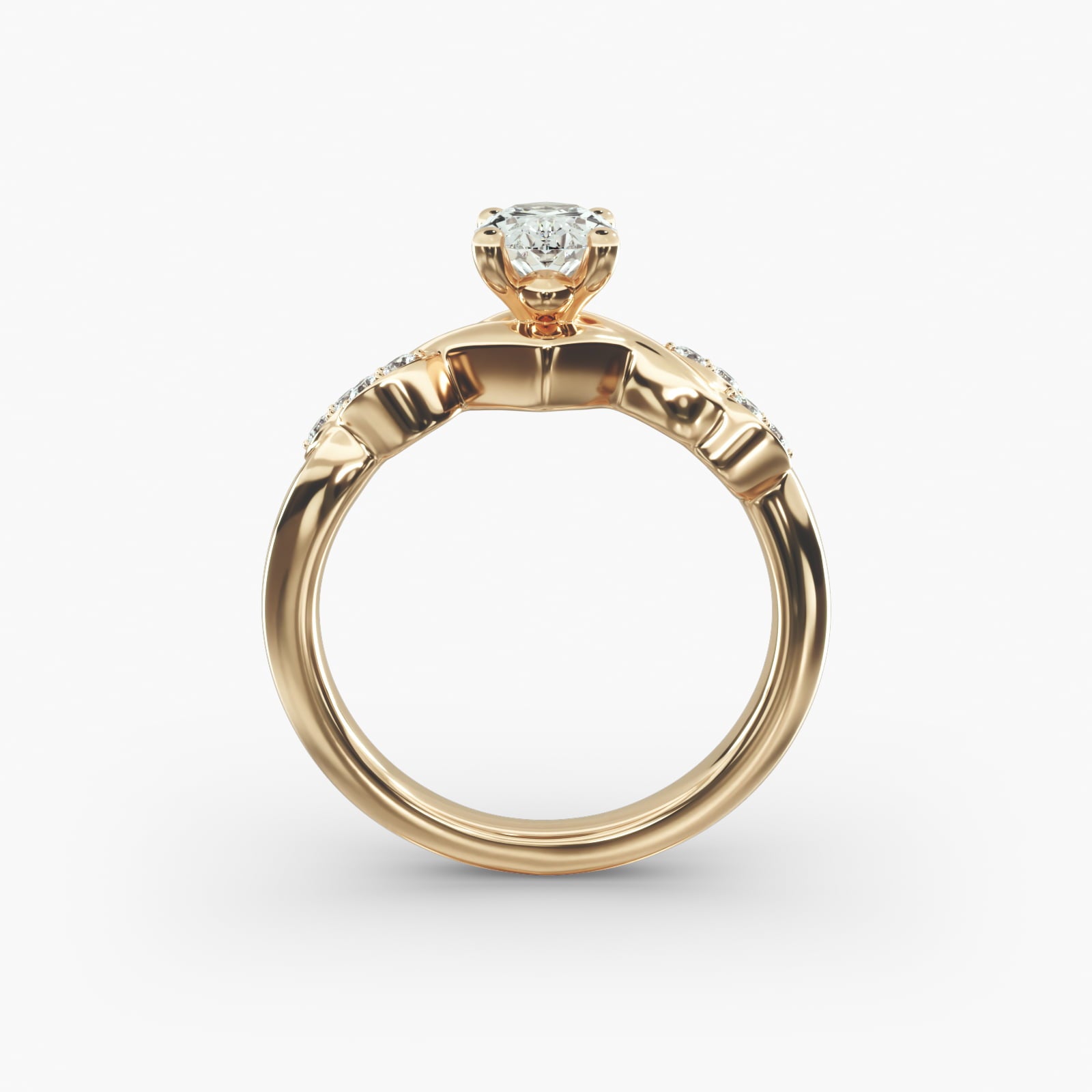 Floral Twist Cluster Oval Lab Grown Diamond Center Engagement Ring