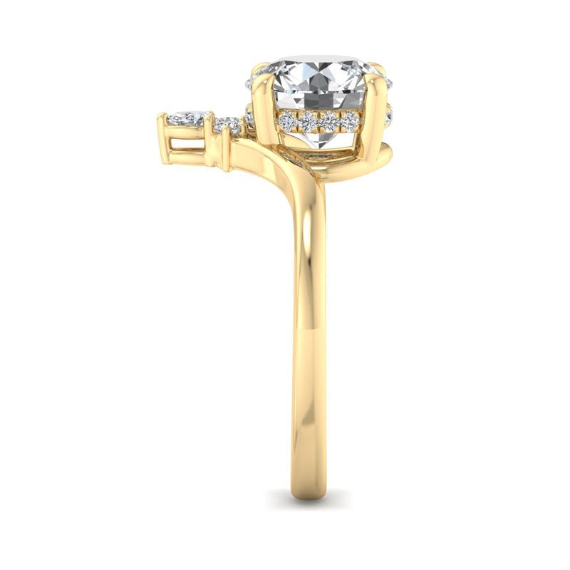Radiant Tiered Sparkle Round Lab Grown Diamond Center Engagement Ring
