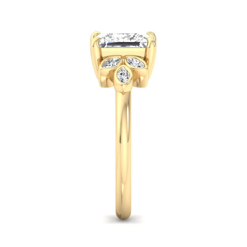 Floral Radiance Princess Lab Grown Diamond Center Engagement Ring