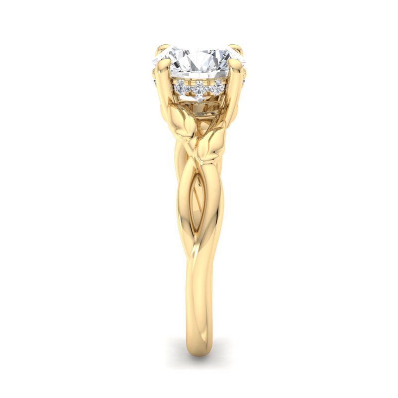Nature-Inspired Round Lab Grown Diamond Center Engagement Ring