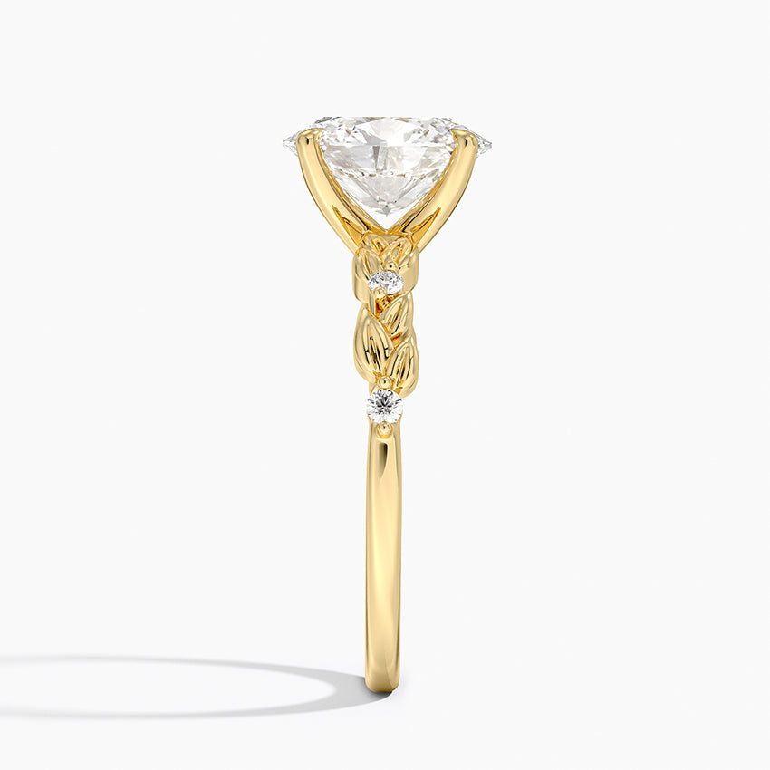 Vine Bloom Milgrain Oval Lab Grown Diamond Center Engagement Ring