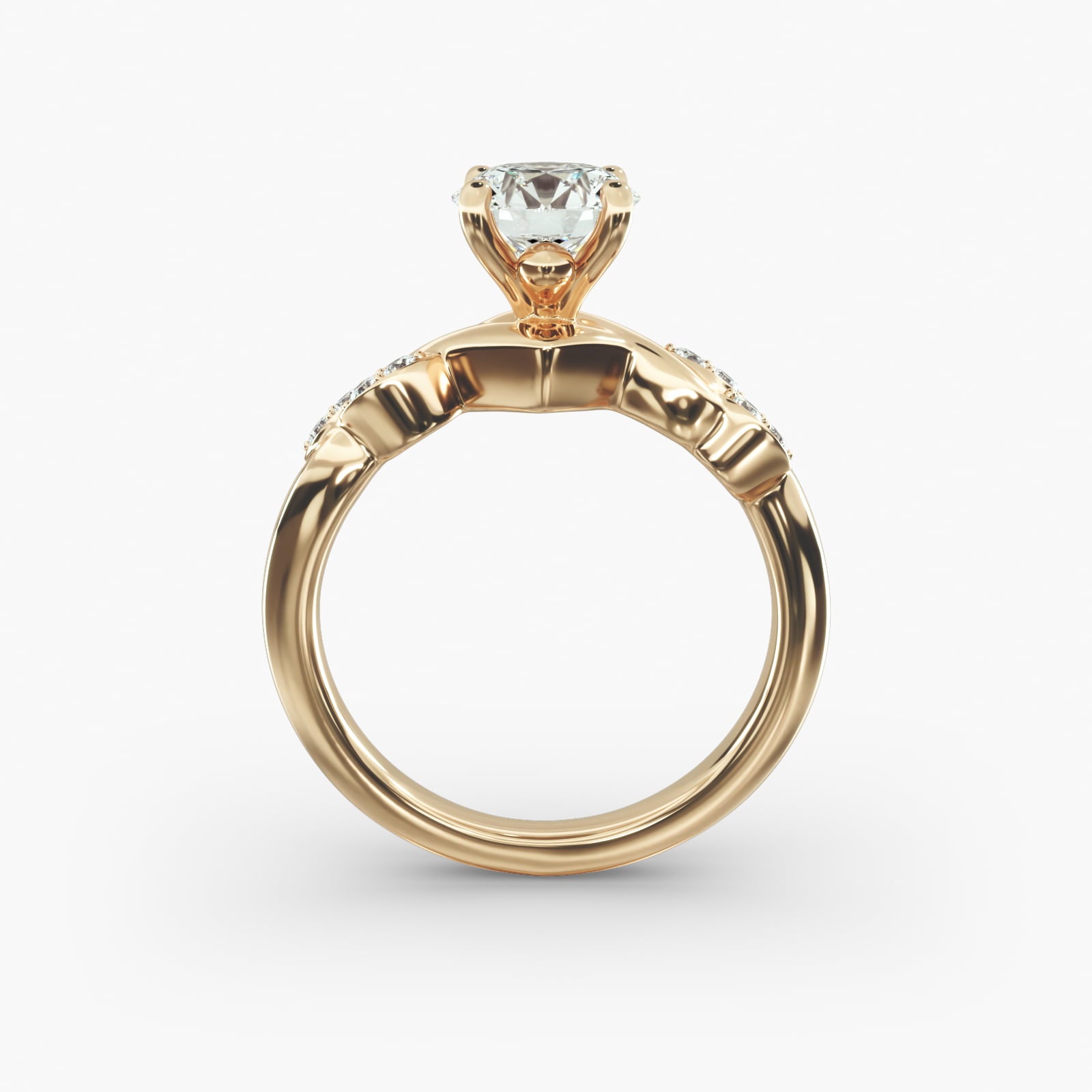 Floral Twist Cluster Round Lab Grown Diamond Center Engagement Ring