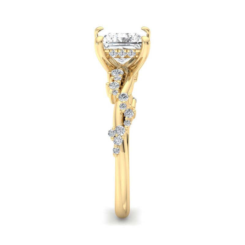 Classic Sparkle Pavé Princess Lab Grown Diamond Center Engagement Ring