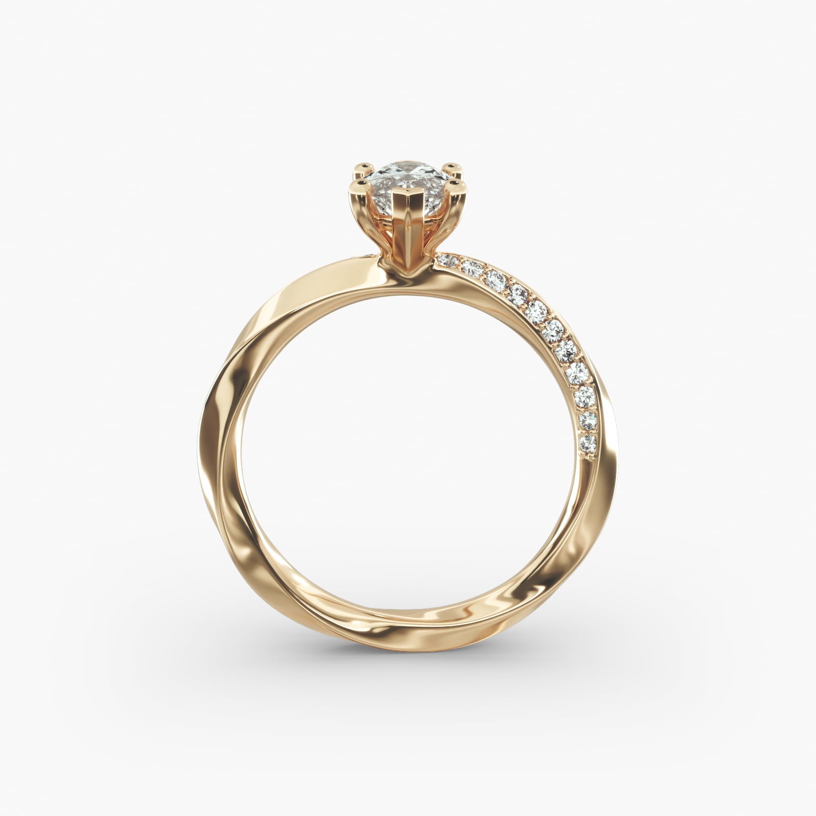 Twisted Sparkle Marquise Lab Grown Diamond Center Engagement Ring