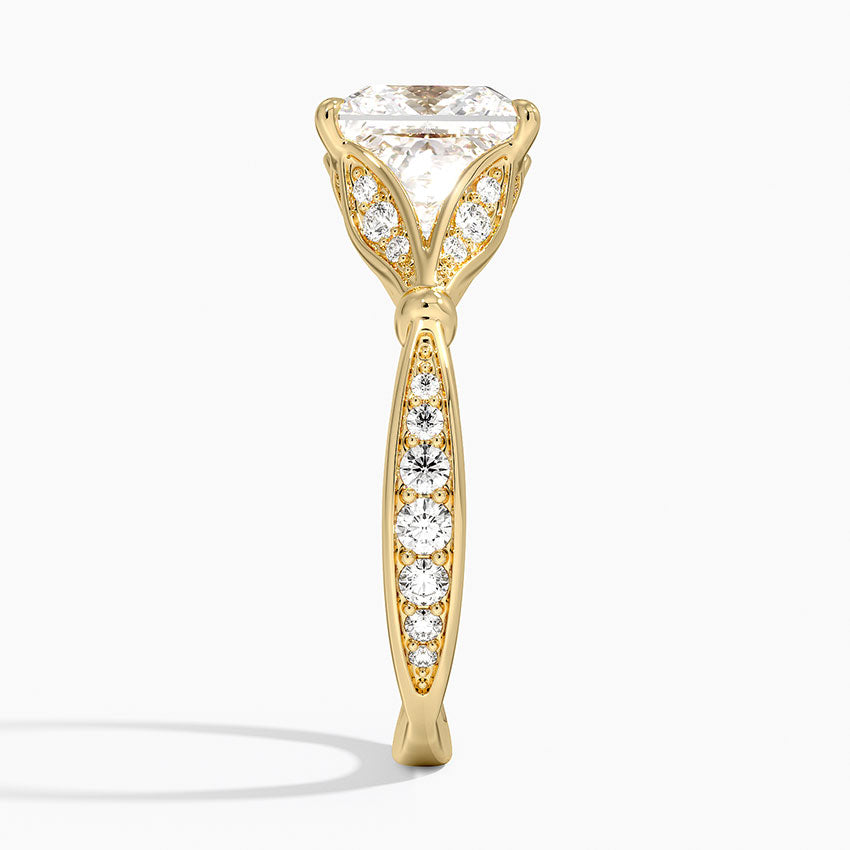 Leaf Embrace Split-Shank Princess Lab Grown Diamond Center Engagement Ring