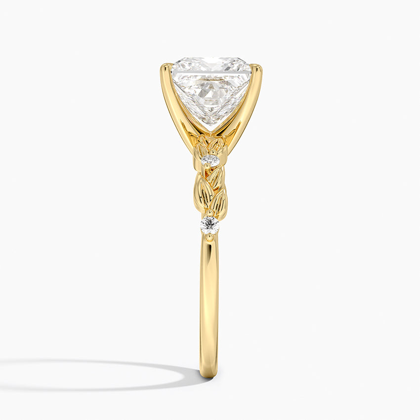Vine Bloom Milgrain Princess Lab Grown Diamond Center Engagement Ring