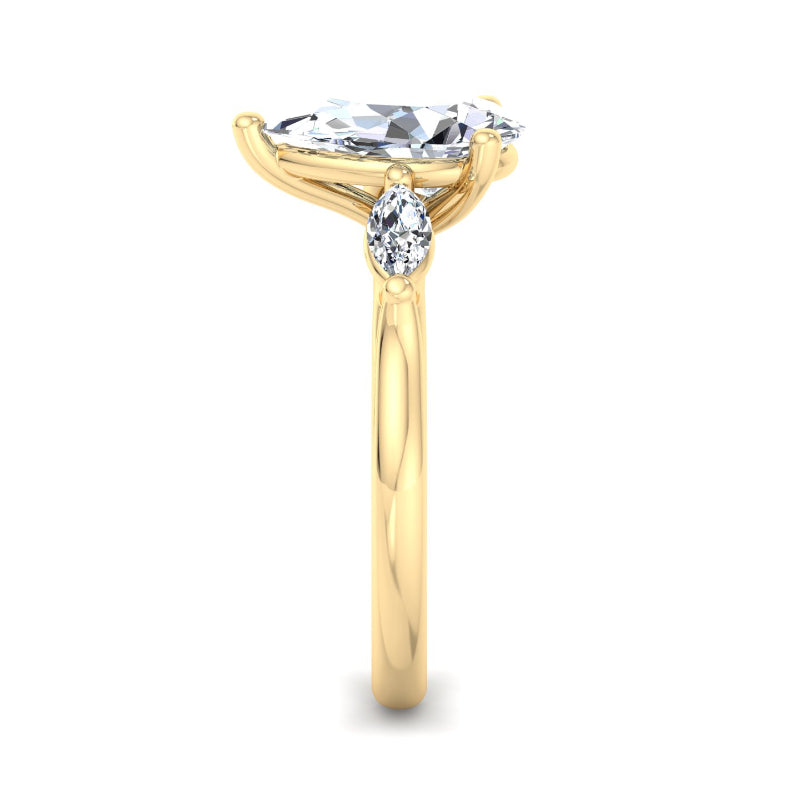 Classic Pear-Cut Center with Side Accents Lab Grown Diamond Center Engagement Ring