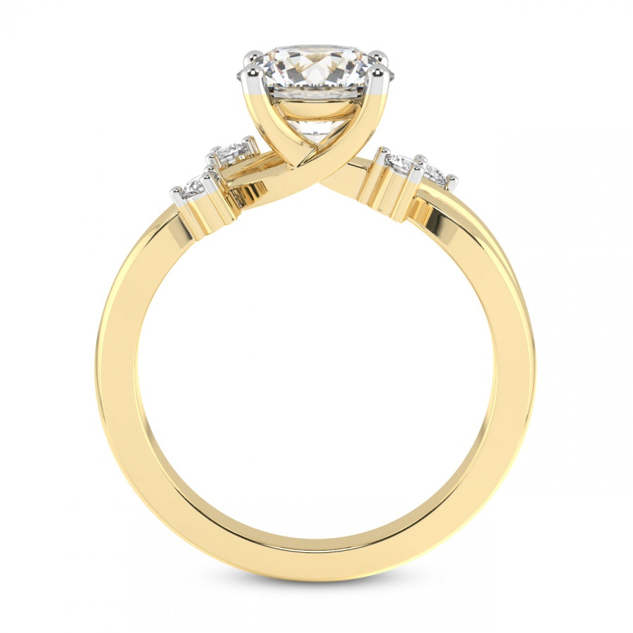Twist Band Radiance round Lab Grown Diamond Center Engagement Ring