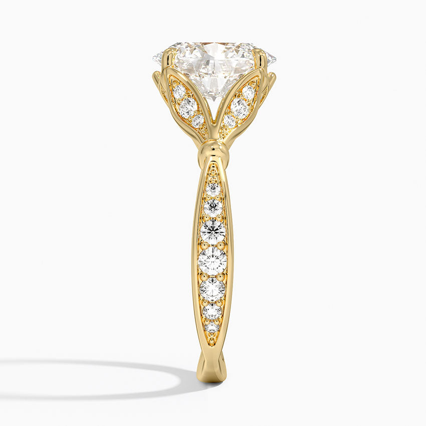 Leaf Embrace Split-Shank Oval Lab Grown Diamond Center Engagement Ring