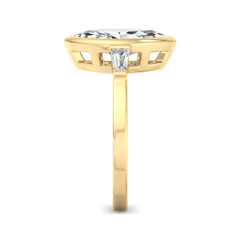 Timeless Bezel-Set Marquise Lab Grown Diamond Center Engagement Ring