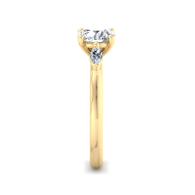 Classic Round-Cut Center with Side Accents Lab Grown Diamond Center Engagement Ring