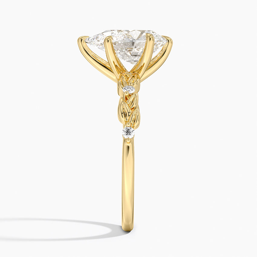 Vine Bloom Milgrain Pear Lab Grown Diamond Center Engagement Ring