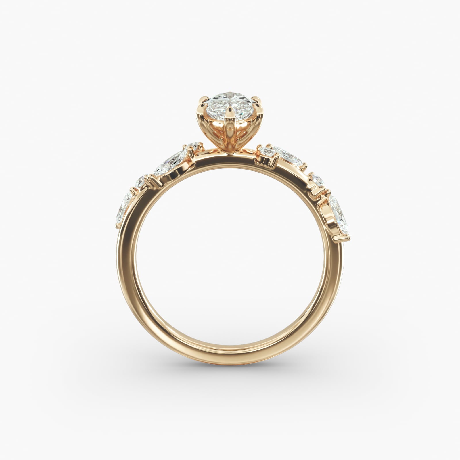 Symphony of Light Floral Marquise Lab Grown Diamond Center Engagement Ring