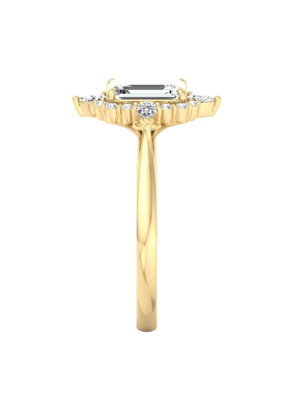 Halo-style with Pear Accents and Emerald Lab Grown Diamond Center Engagement Ring