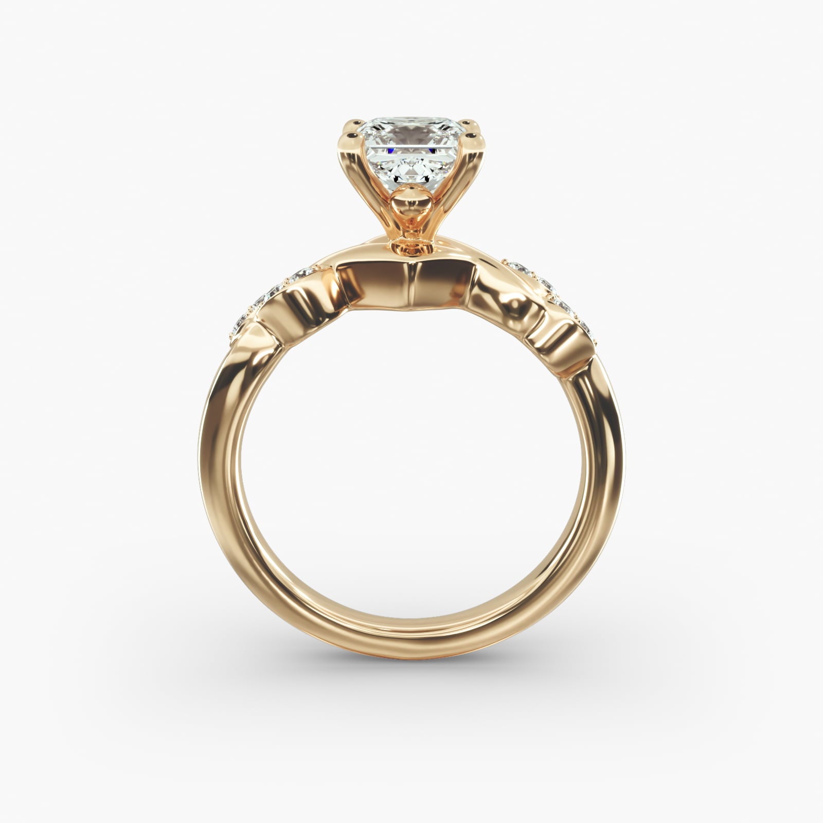 Floral Twist Cluster Princess Lab Grown Diamond Center Engagement Ring