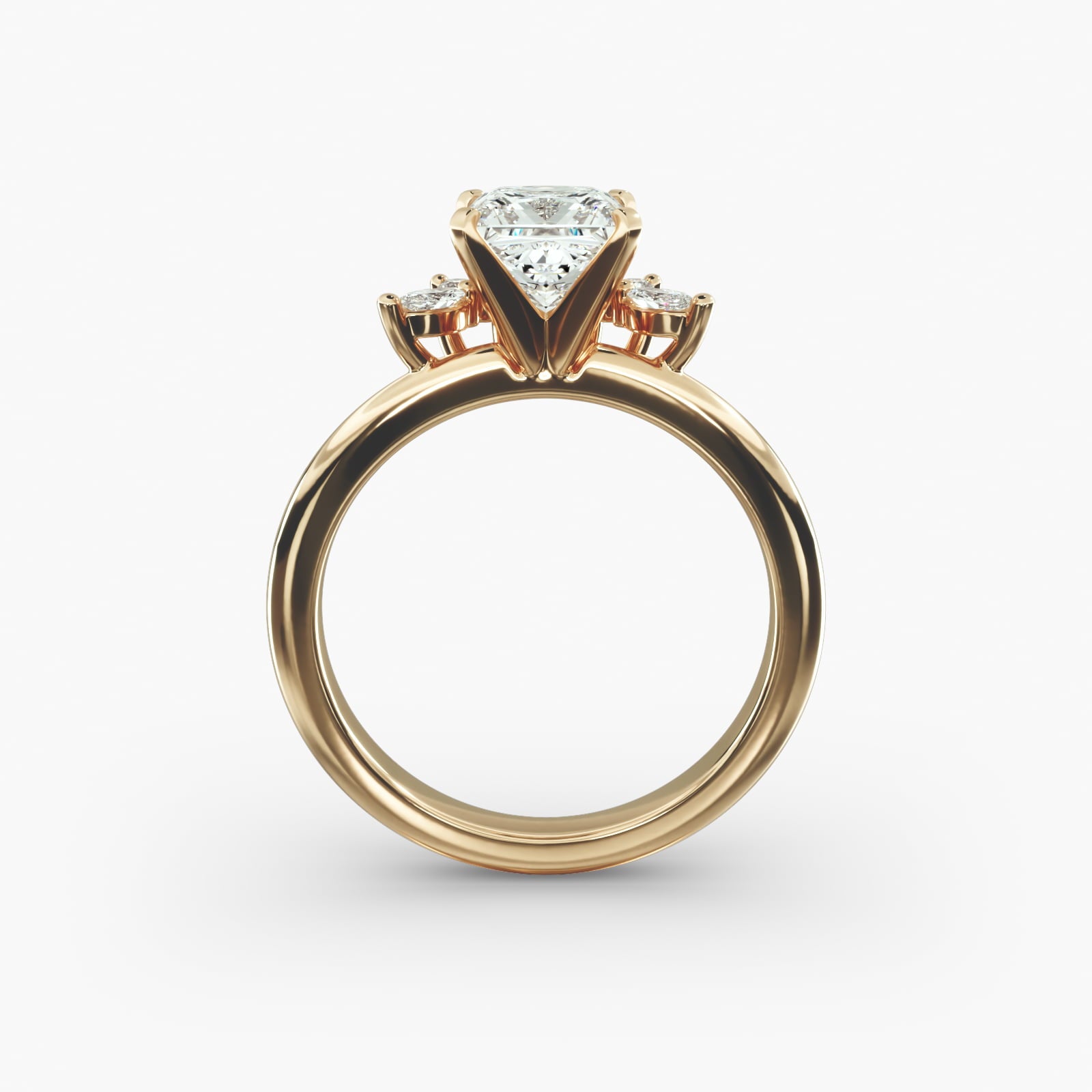 Crown Bloom Halo Princess Lab Grown Diamond Center Engagement Ring