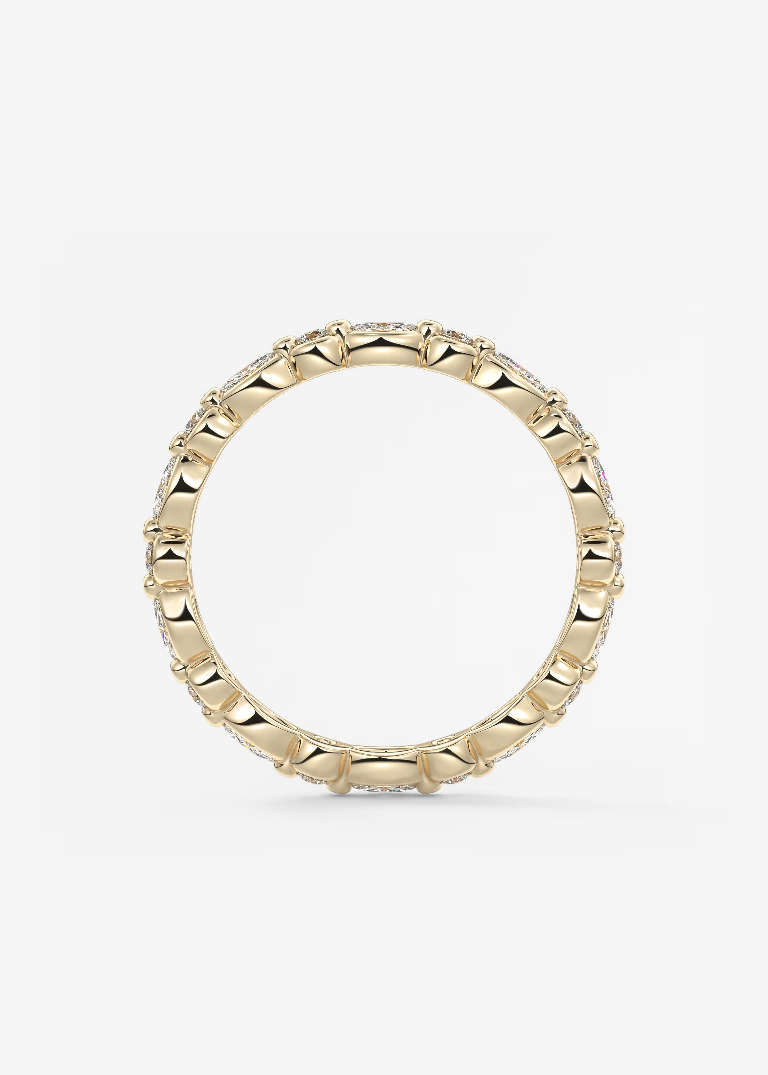 Gold Full Eternity Band with Alternating Oval and Round Diamond Motifs
