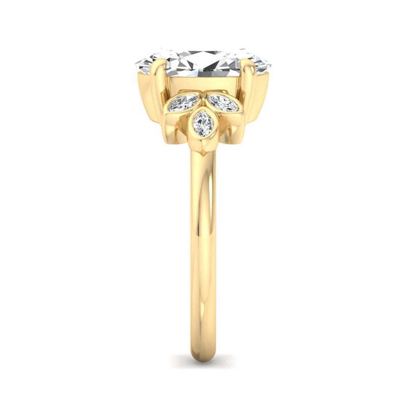 Floral Radiance Oval Lab Grown Diamond Center Engagement Ring