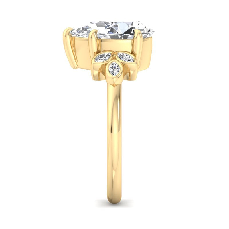 Floral Radiance Pear Lab Grown Diamond Center Engagement Ring