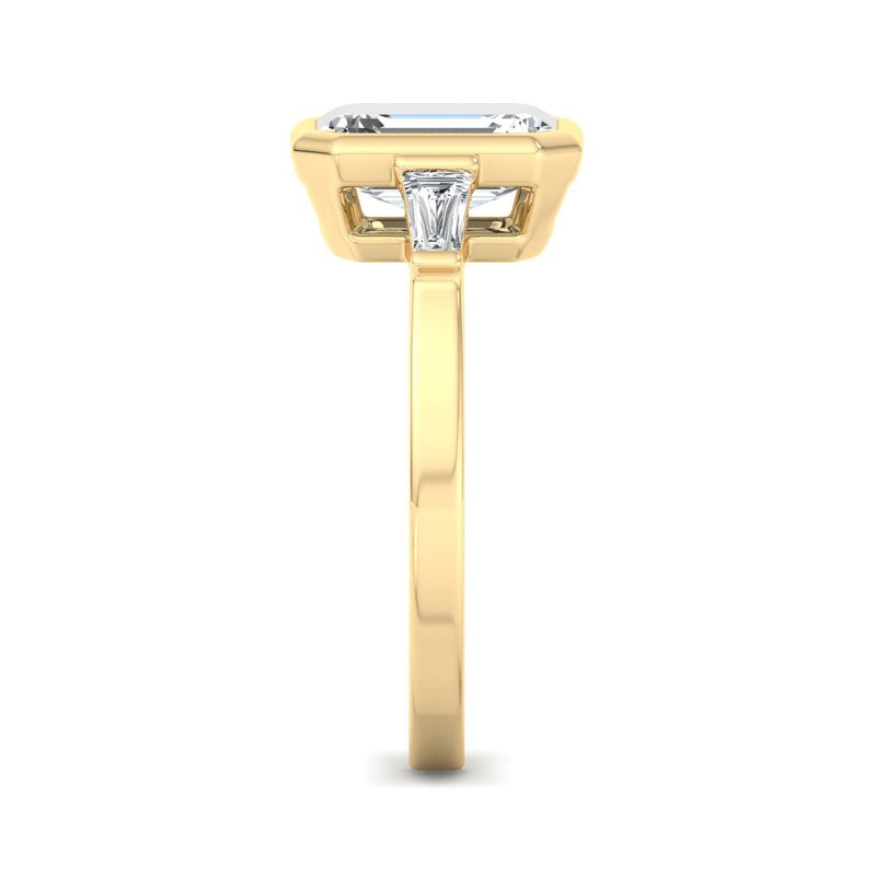 Timeless Bezel-Set Emerald Lab Grown Diamond Center Engagement Ring