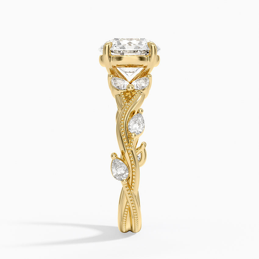 Vine Twist Milgrain Round Lab Grown Diamond Center Engagement Ring