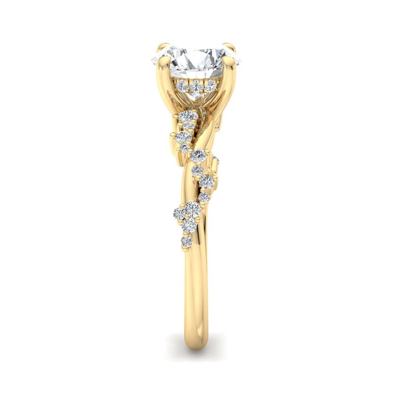 Classic Sparkle Pavé Round Lab Grown Diamond Center Engagement Ring
