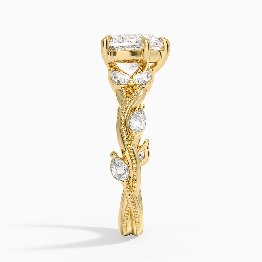 Vine Twist Milgrain Heart Lab Grown Diamond Center Engagement Ring