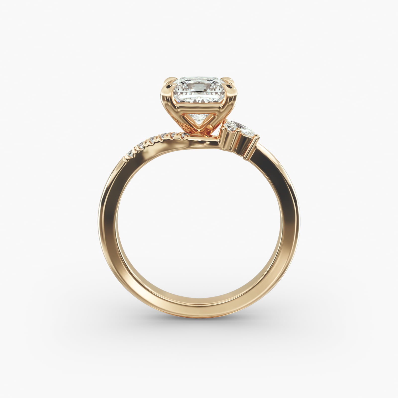 Asymmetric Elegance Princess Lab Grown Diamond Center Engagement Ring