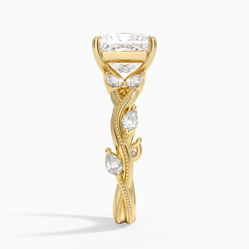 Vine Twist Milgrain Princess Lab Grown Diamond Center Engagement Ring