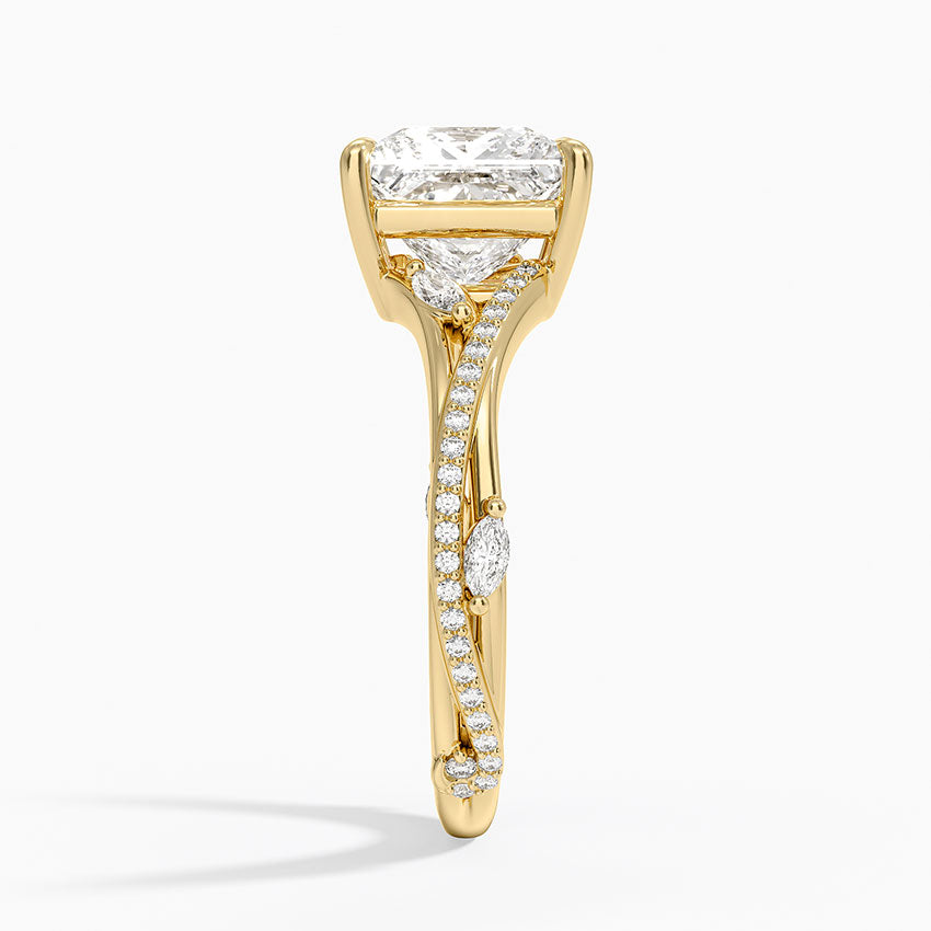 Split Vine Marquise Cluster Princess Lab Grown Diamond Center Engagement Ring