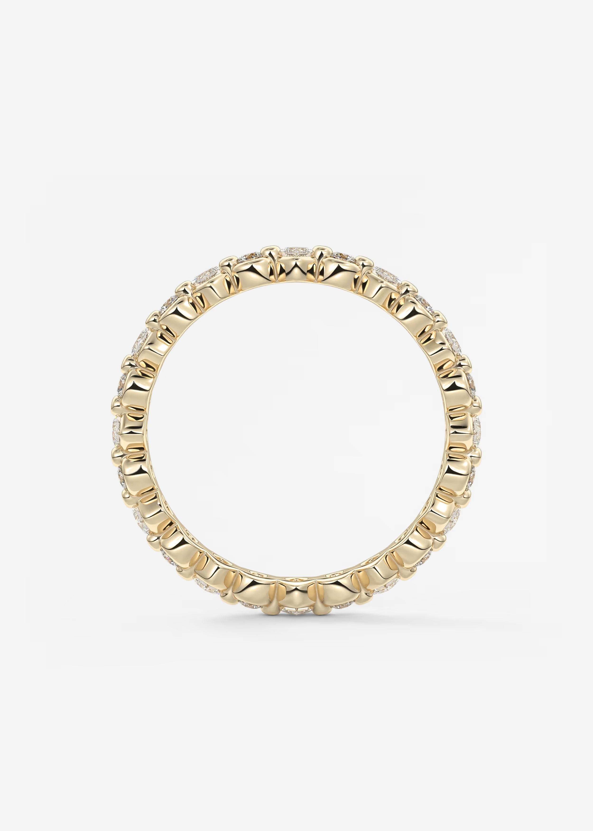 Gold Full Eternity Band with Raised Diamond‑Shaped Settings and Round Lab‑Grown Diamonds