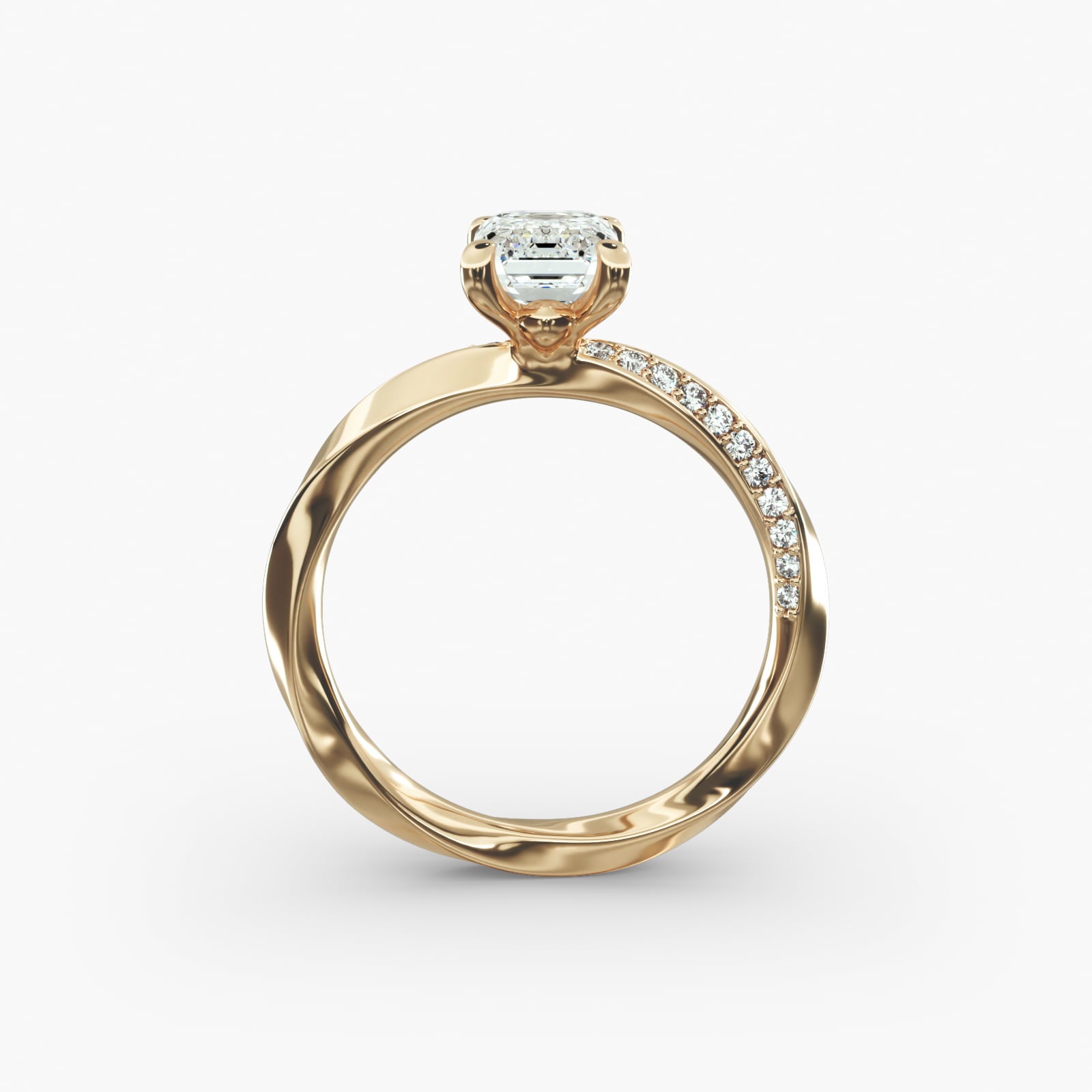 Twisted Sparkle Emerald Lab Grown Diamond Center Engagement Ring