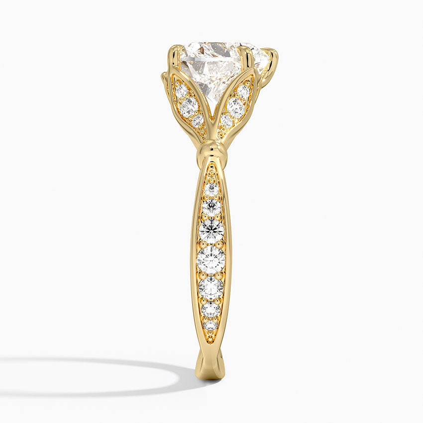 Leaf Embrace Split-Shank Heart Lab Grown Diamond Center Engagement Ring