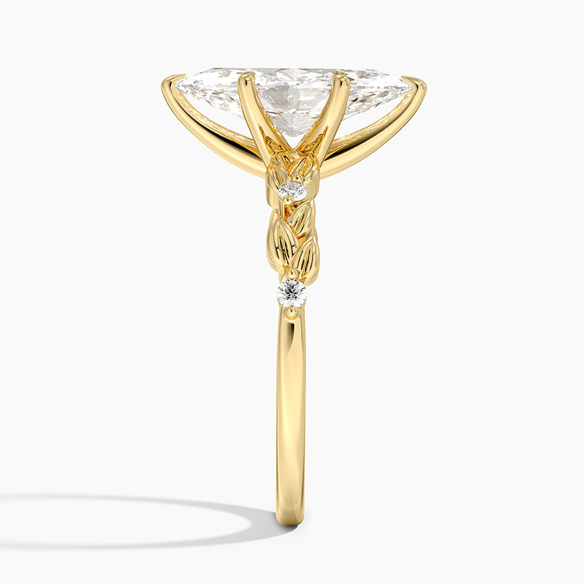 Vine Bloom Milgrain Marquise Lab Grown Diamond Center Engagement Ring
