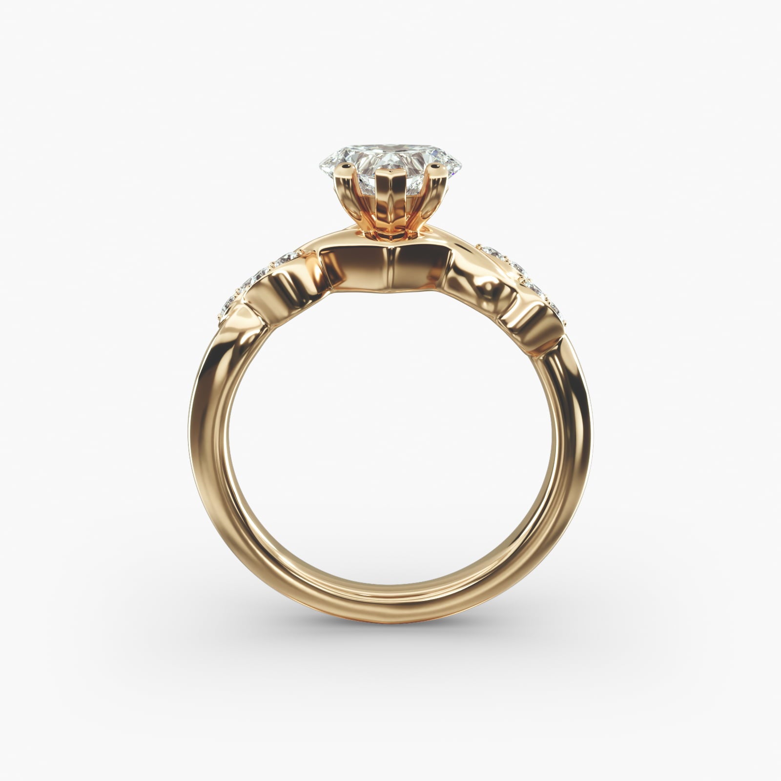 Floral Twist Cluster Heart Lab Grown Diamond Center Engagement Ring