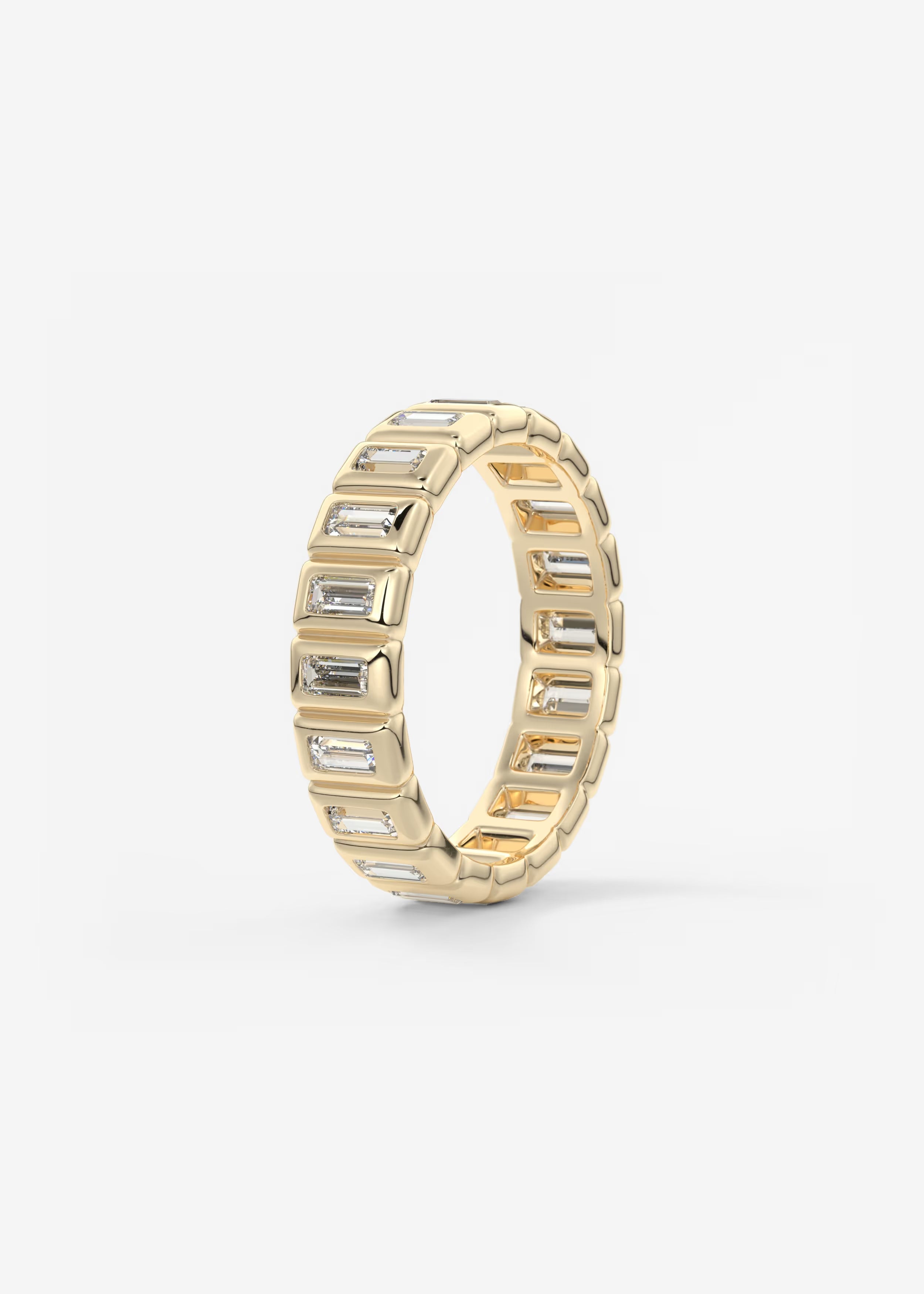 Gold Full Eternity Band with Vertical Emerald‑Cut Lab Diamonds