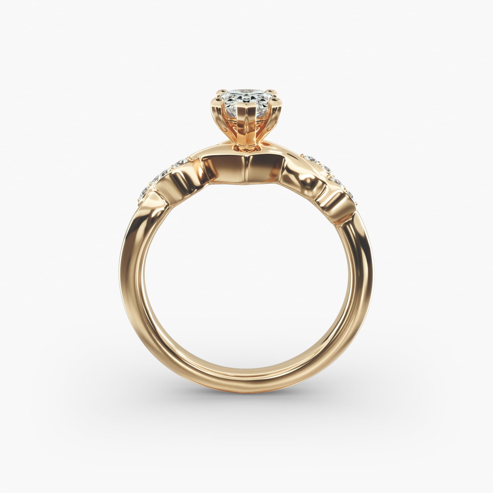 Floral Twist Cluster Pear Lab Grown Diamond Center Engagement Ring