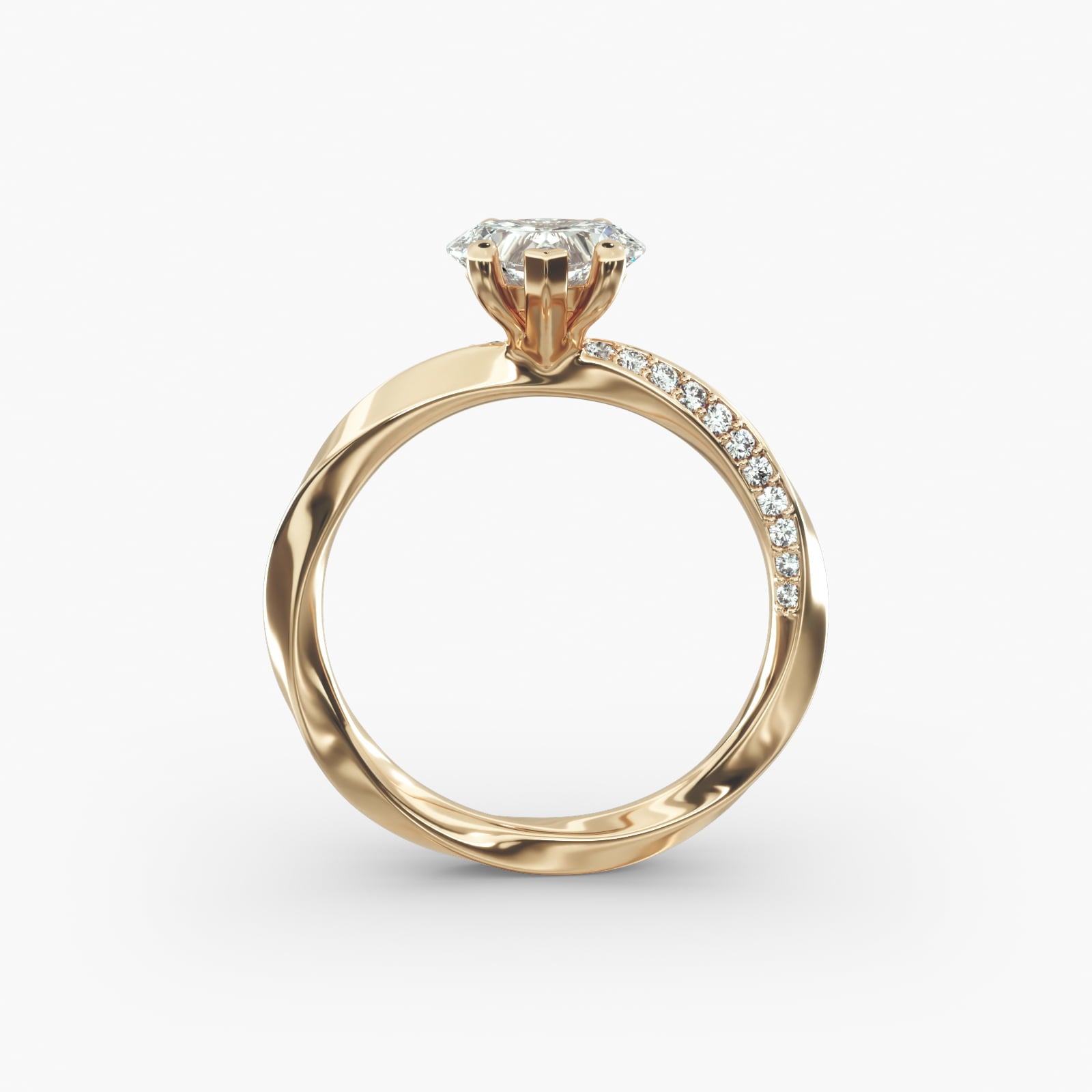 Twisted Sparkle Heart Lab Grown Diamond Center Engagement Ring