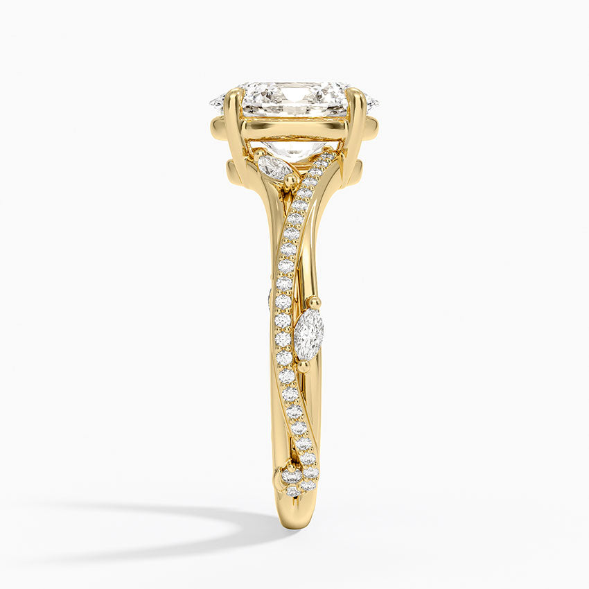 Split Vine Marquise Cluster Oval Lab Grown Diamond Center Engagement Ring